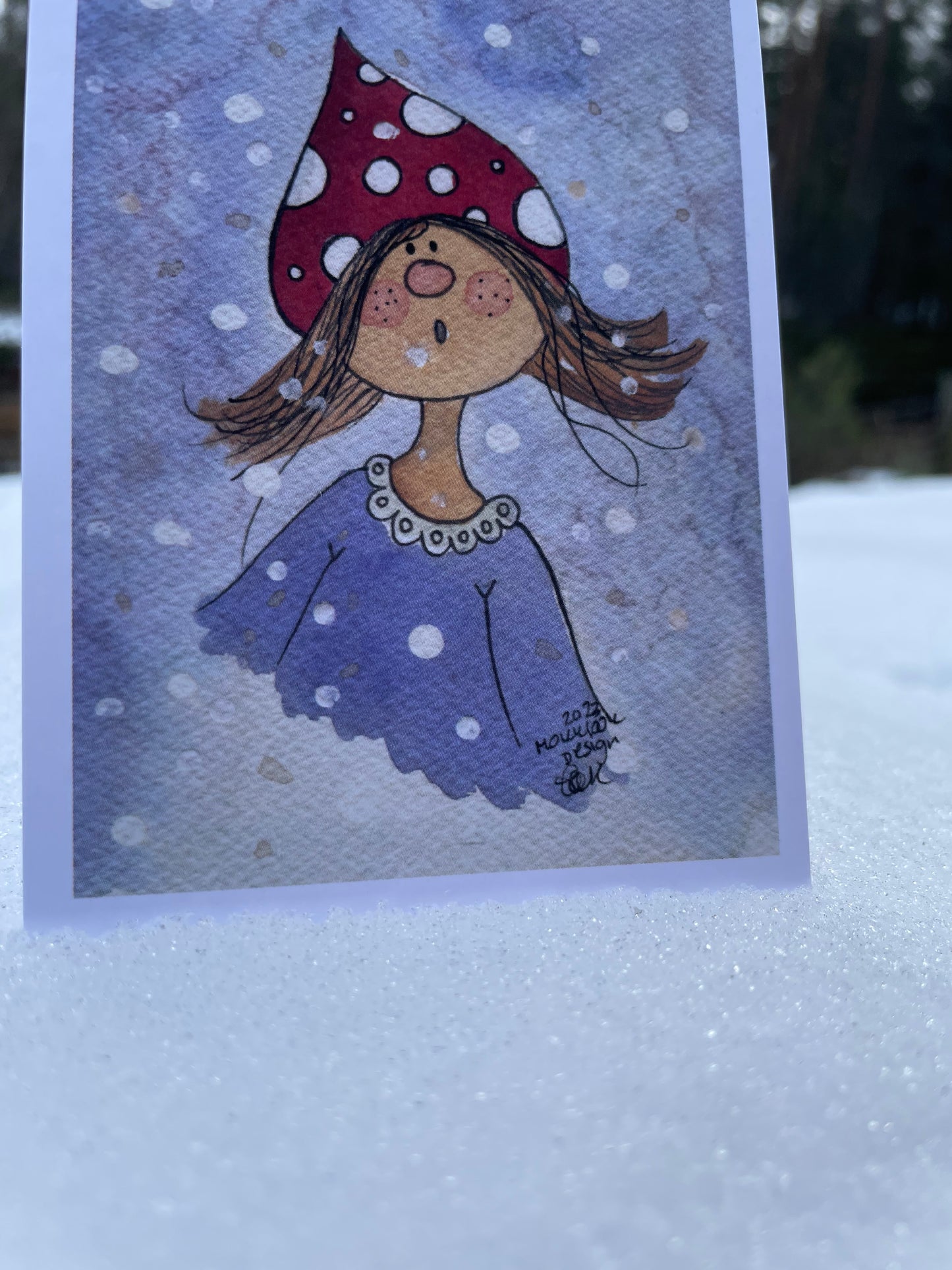 Mokklook Mini kort "Ute i snøen"