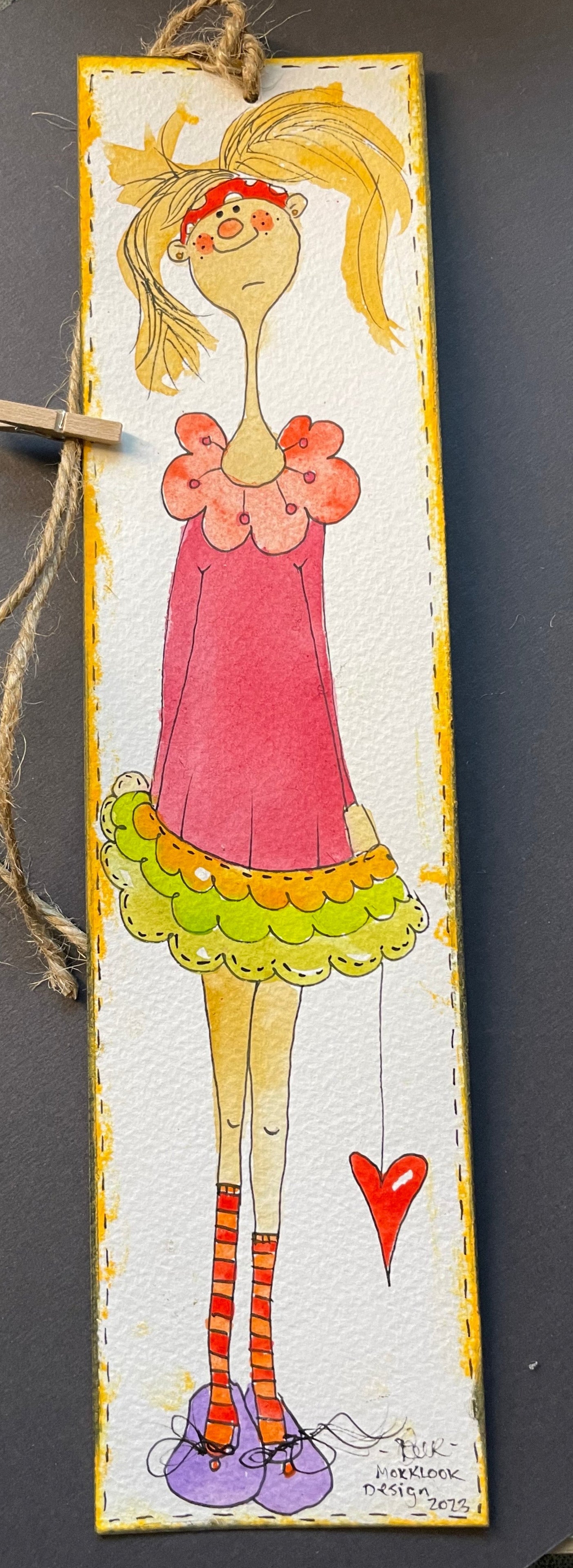 Mini akvarell "Jente med tøff sveis"