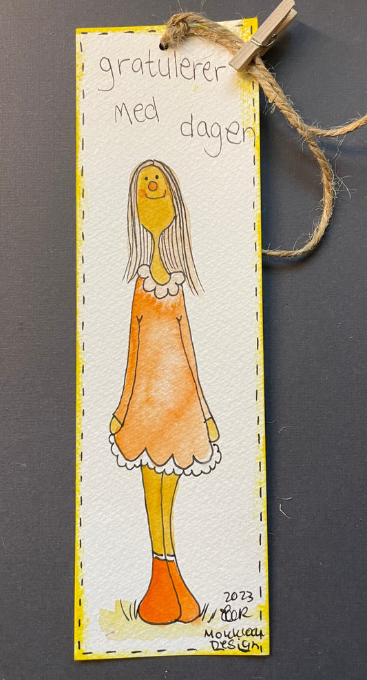 Mini akvarell " Gratulerer med dagen jente"